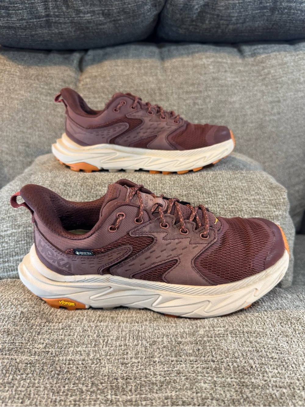 Hoka Women's Athletic Shoes Maroon with Cream Soles